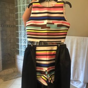 Two piece romper with overskirt